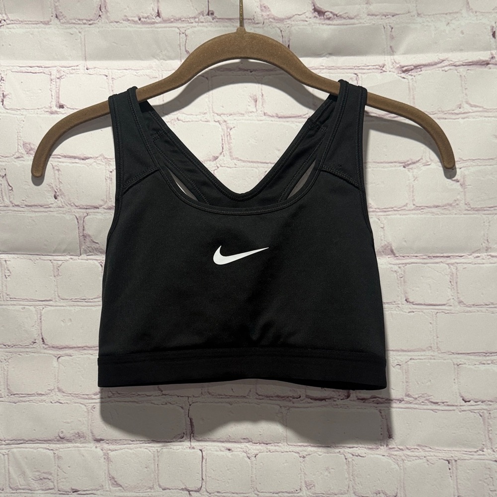 Nike Swoosh Black and White Racerback sports bra with Womans Size Small